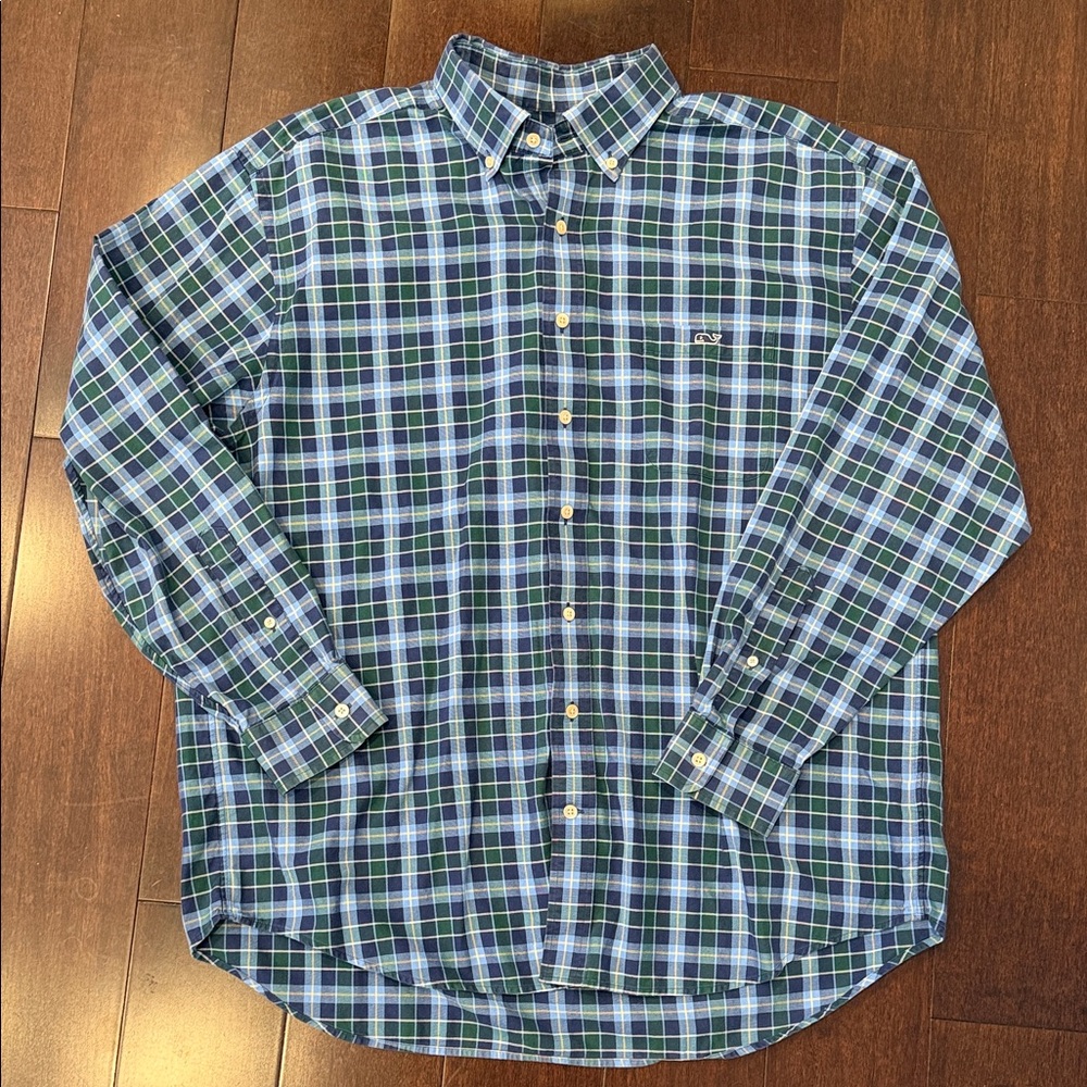 Vineyard Vines Men's Blue Plaid Shirt XL